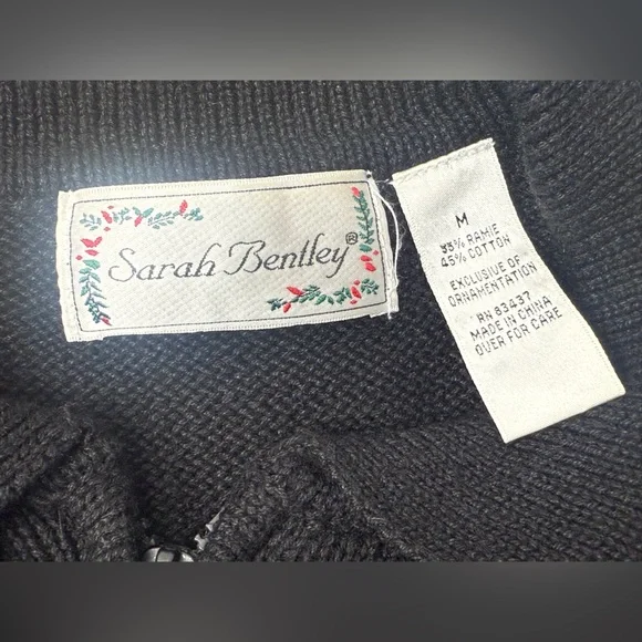 Sarah Bentley Christmas Zip Up Cardigan Trees Gifts Beads Embroidered Medium - Picture 5 of 10